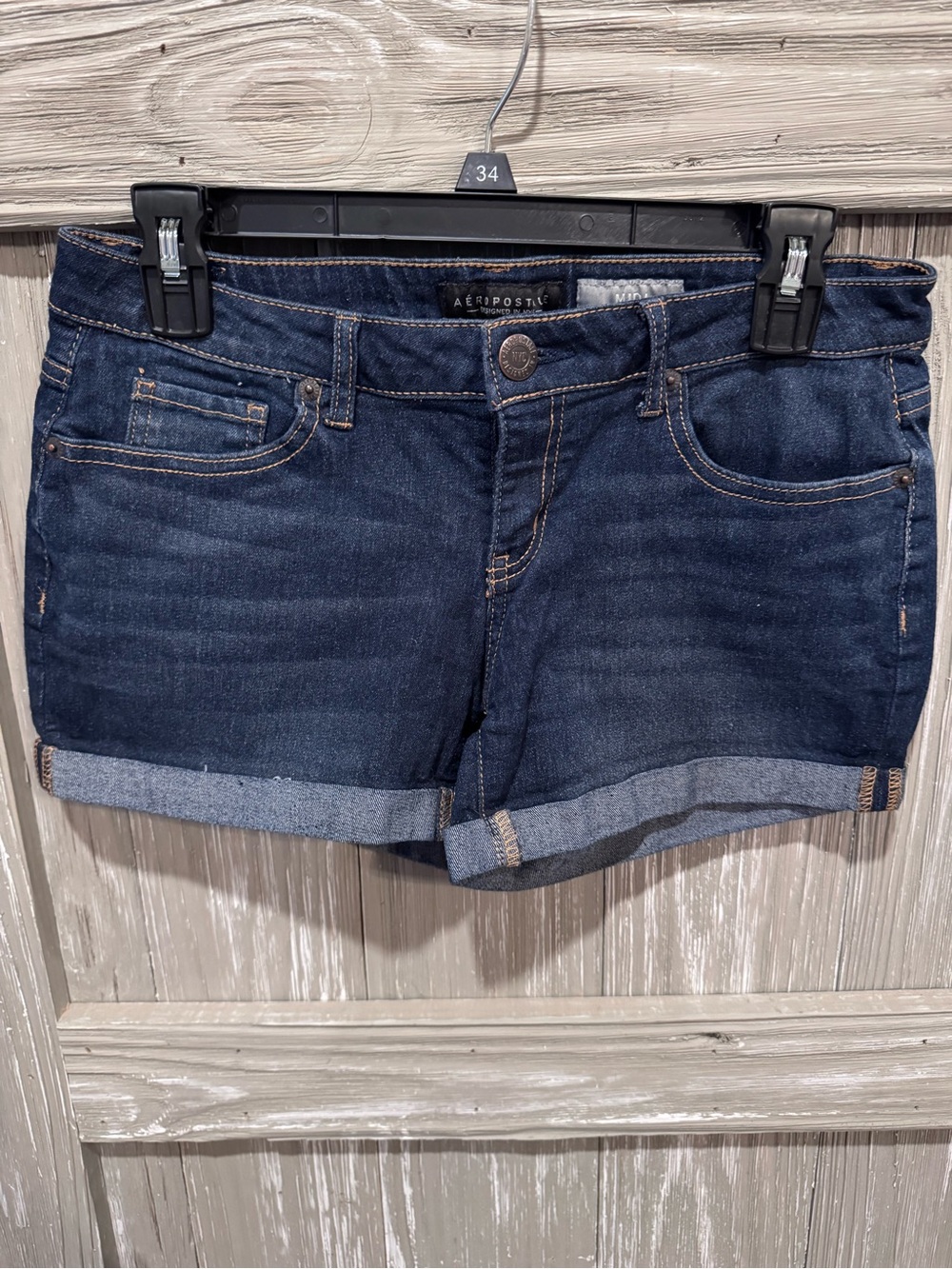 Aeropostale Dark Blue Denim Cuffed Shorts